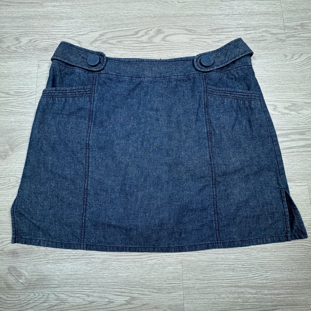 Bamboo Traders Womens Denim Skort Blue 12 Cotton Mini Skirt Shorts‎ Casual